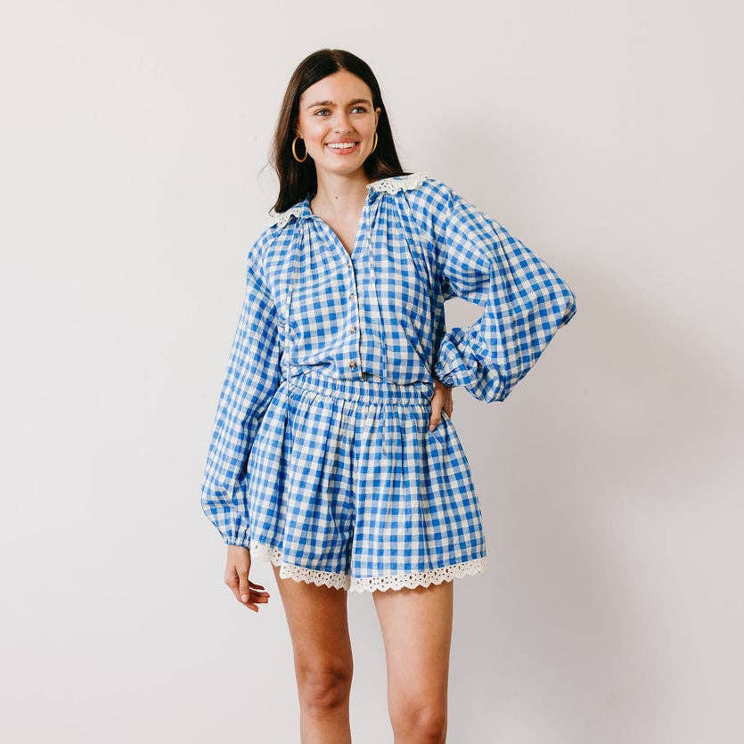 Sunshine Tienda - Blue Bay Gingham Willa Short: S - Image 4