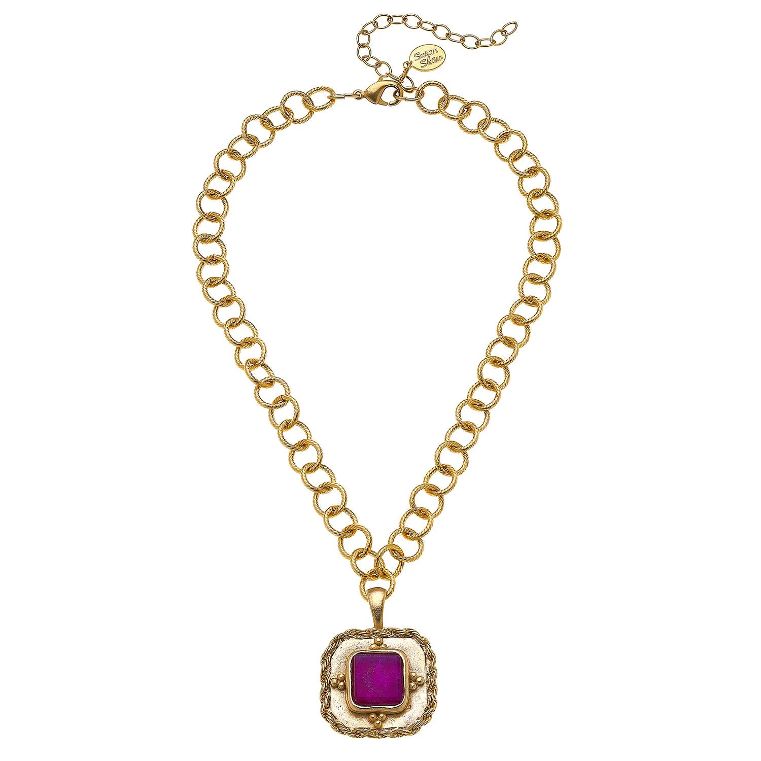 Susan Shaw - Fuchsia French Glass Chain Necklace