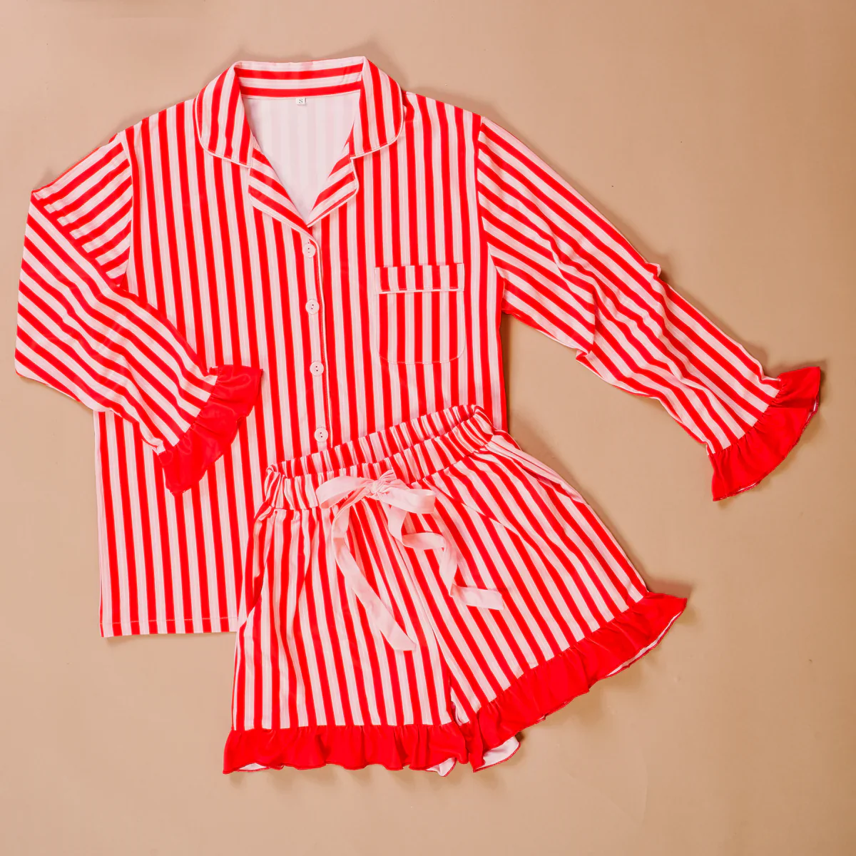 Sweet Dreams Pajama Shorts Set-Peppermint Stripe