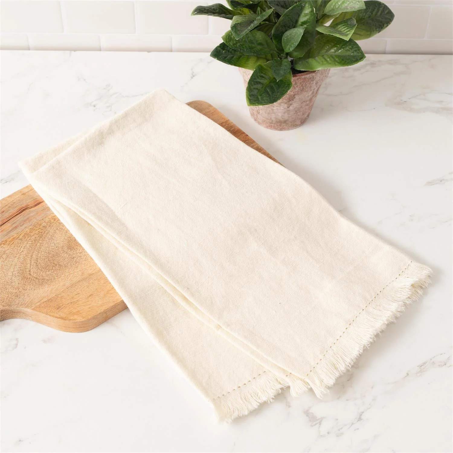 Tea Towels - Stonewashed Linen Blend, Cream (Set of 2)