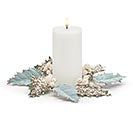 TEAL AND GOLD LEAF CANDLE RING