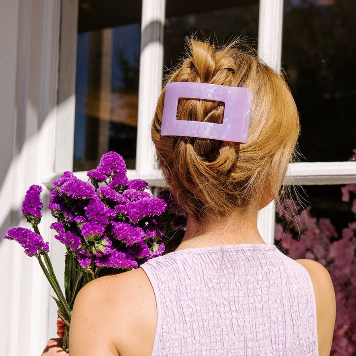 TELETIES - Flat Rectangle Hair Clip | Large | Lavender Mist - Image 4