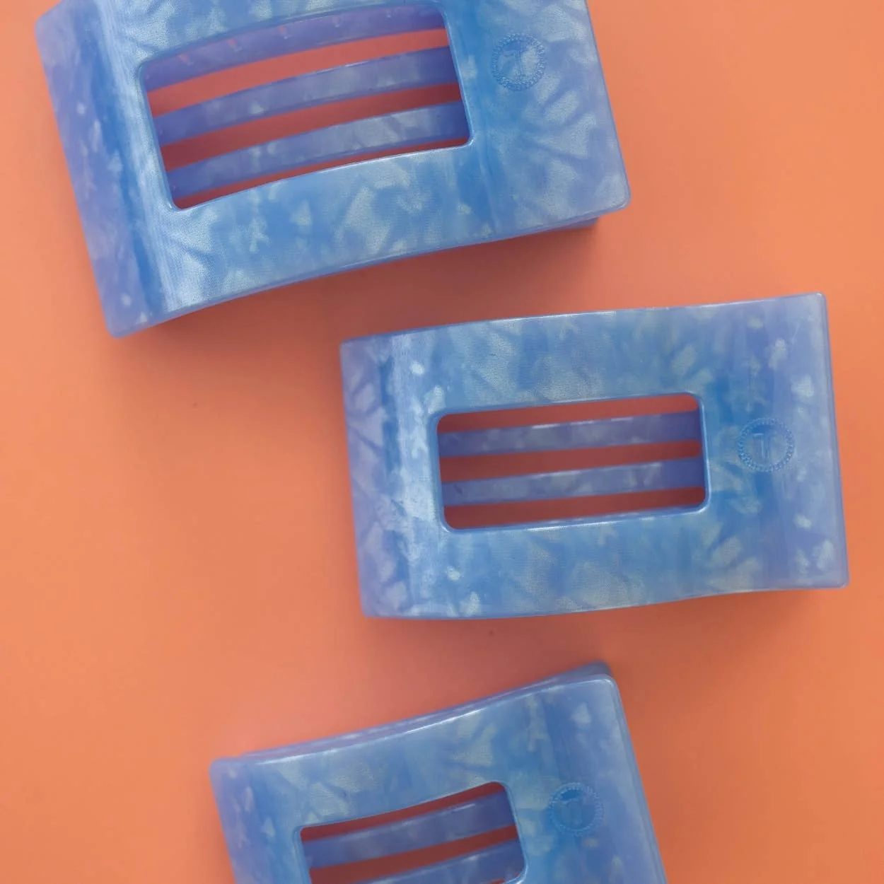 TELETIES - Flat Rectangle Hair Clip | Medium | Blue Lagoon - Image 5