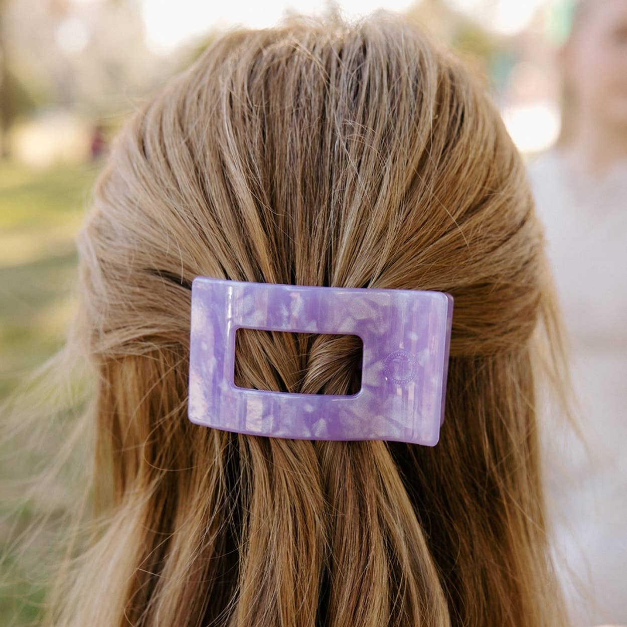 TELETIES - Flat Rectangle Hair Clip | Small | Lavender Mist - Image 3