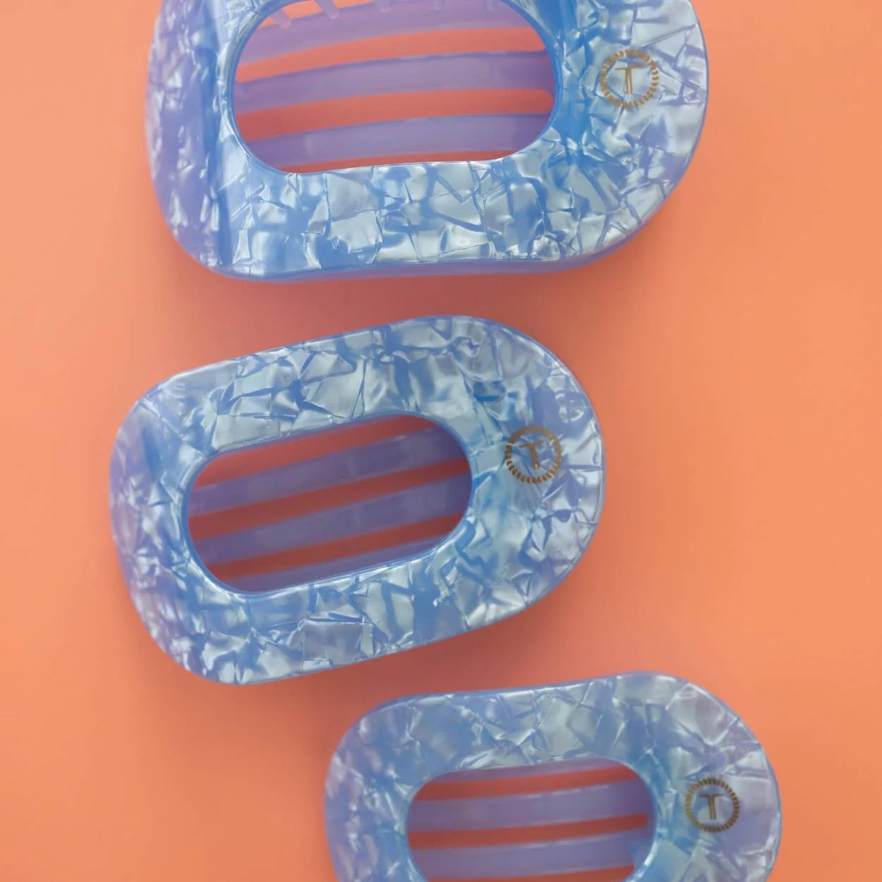 TELETIES - Flat Round Hair Clip | Large | Blue Lagoon - Image 5