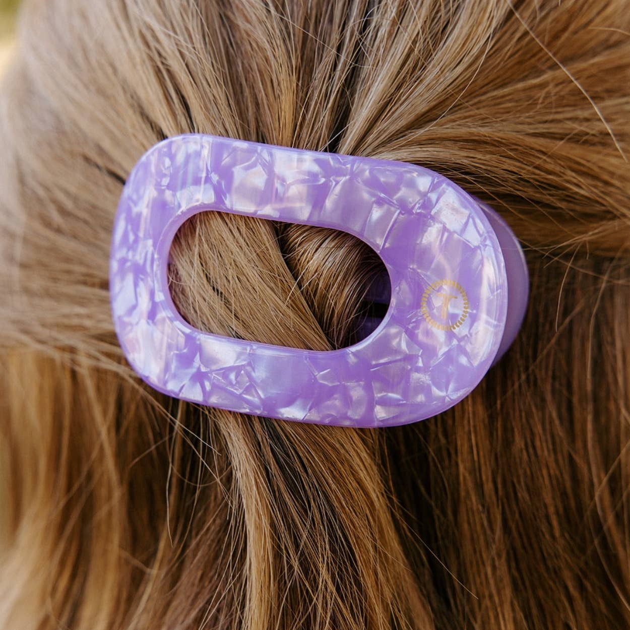 TELETIES - Flat Round Hair Clip | Medium | Lavender Mist - Image 4