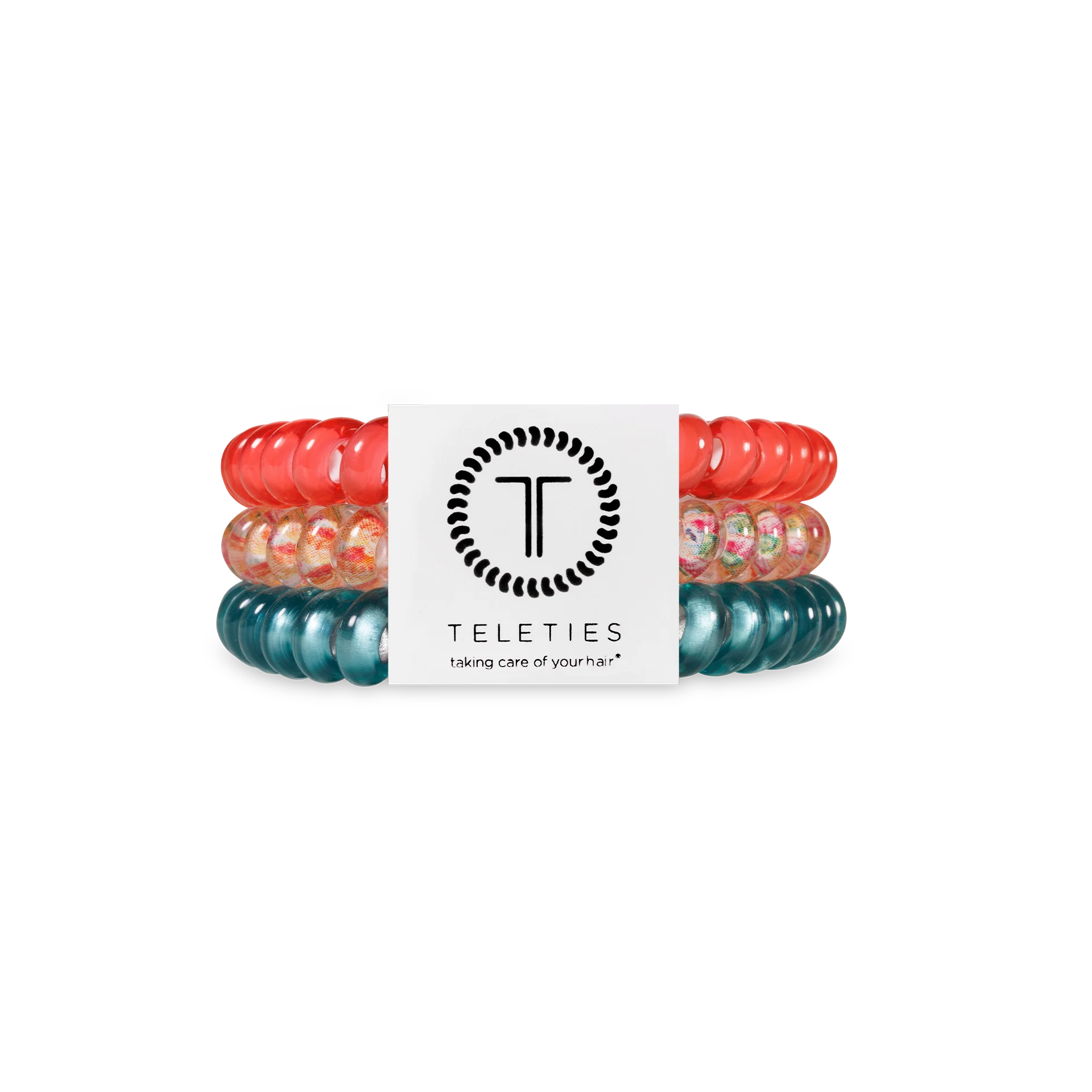 TELETIES - Spiral Hair Coils | Small | Coral Craze Hair Ties