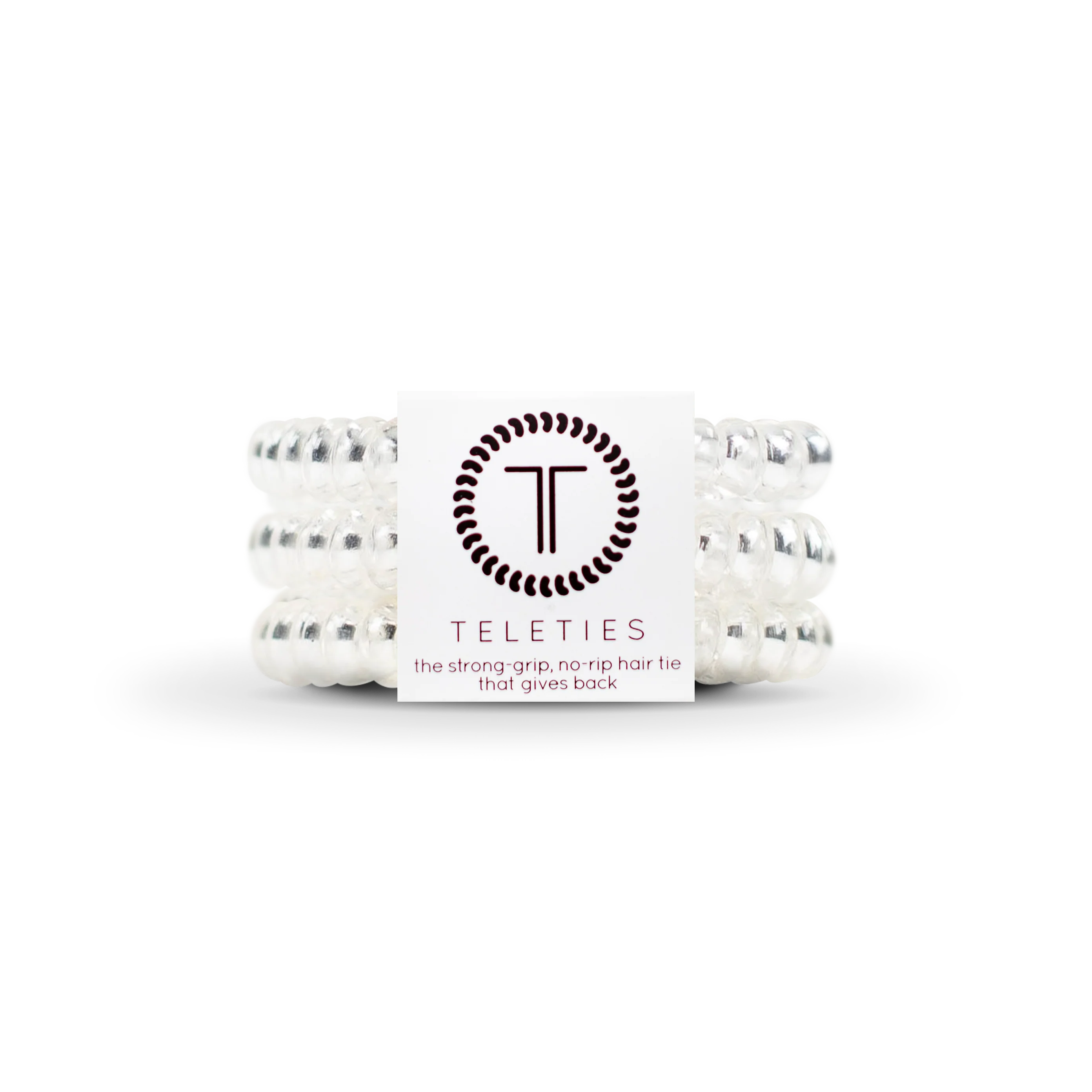 TELETIES - Spiral Hair Coils | Small | Crystal Clear Hair Ties