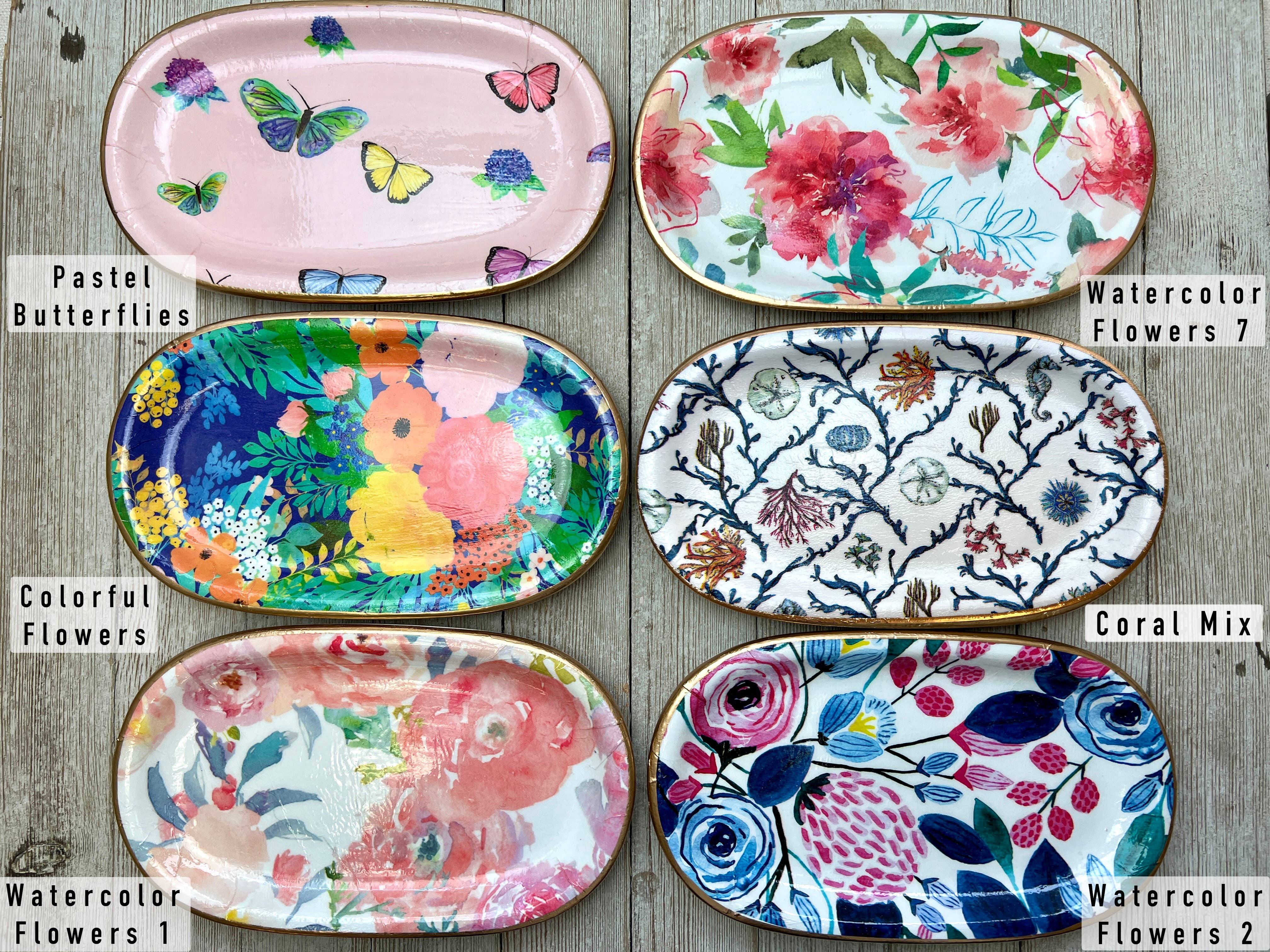 Ten Twenty Six Designs - Ceramic Jewelry tray- large: Floral Birds & Butterflies - Image 5
