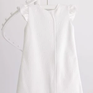Terry Tots Sleep Sack - White Jacquard Bows