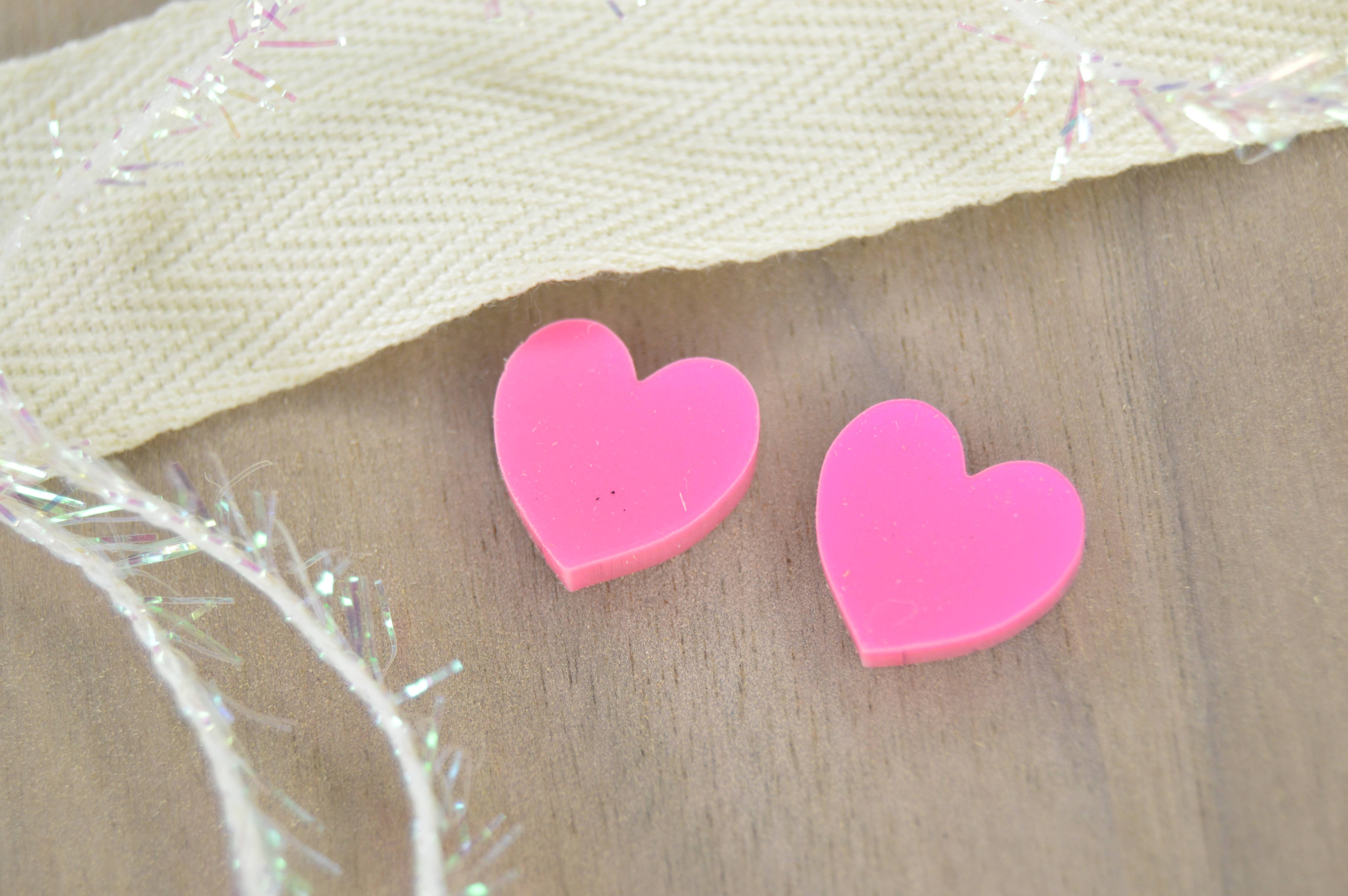 The Adorned Fox - Heart Stud Acrylic Earrings: Pink/Purple Confetti - Image 5
