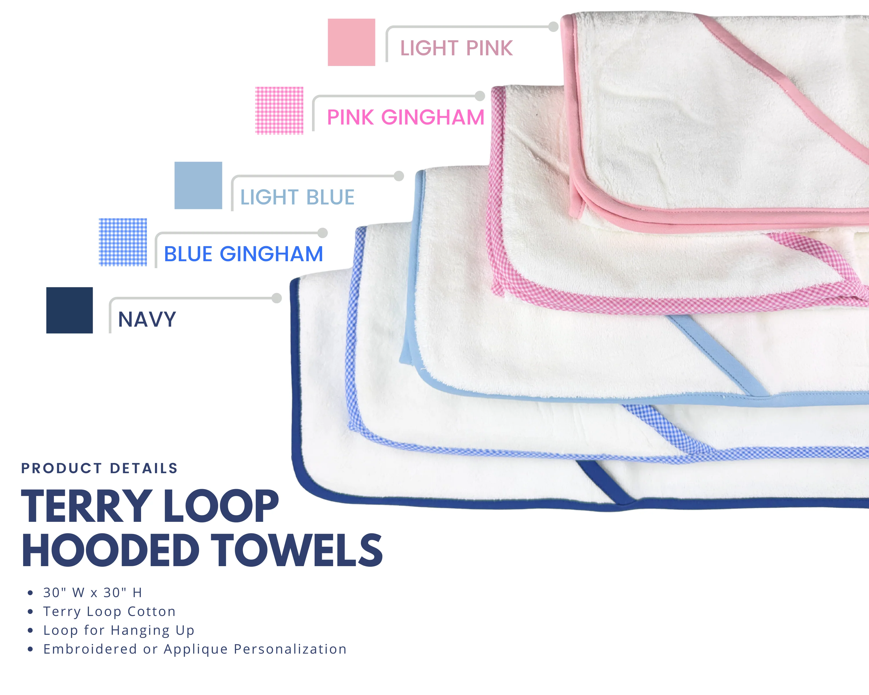 The Classic Baby - Hooded Terry Bath Towel for Baby and Toddlers | Plush Terry: Pink Gingham - Image 5
