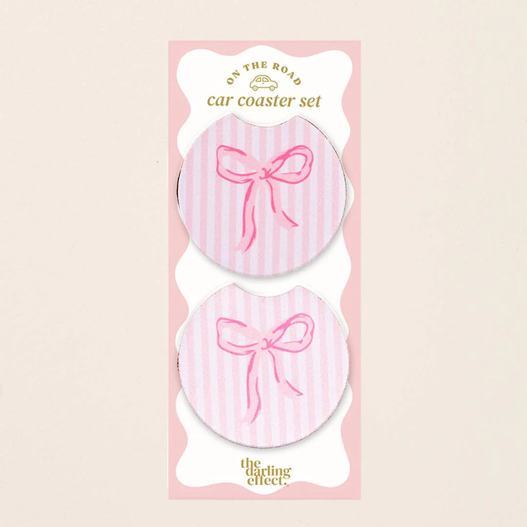 The Darling Effect - On the Road Car Coaster Set–Bow Pink