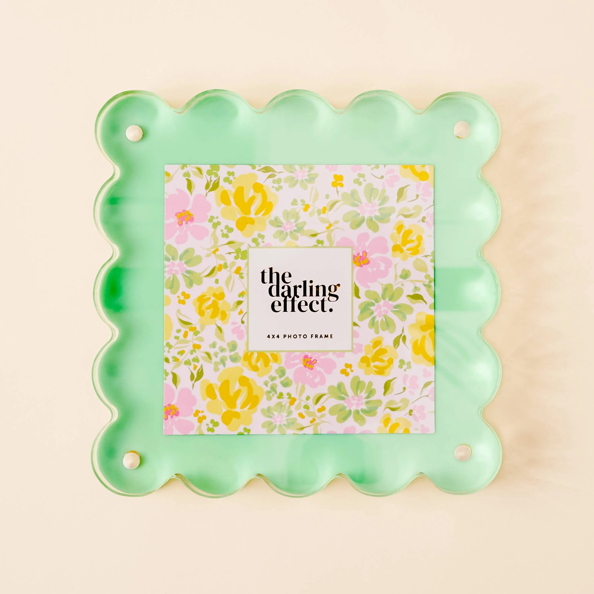The Darling Effect - Square Scalloped Acrylic Frame-Green
