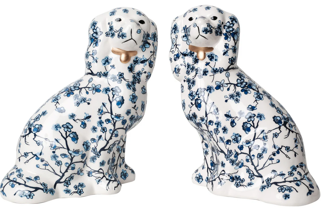 The Enchanted Home -CHERRY BLOSSOM STAFFORDSHIRE DOG