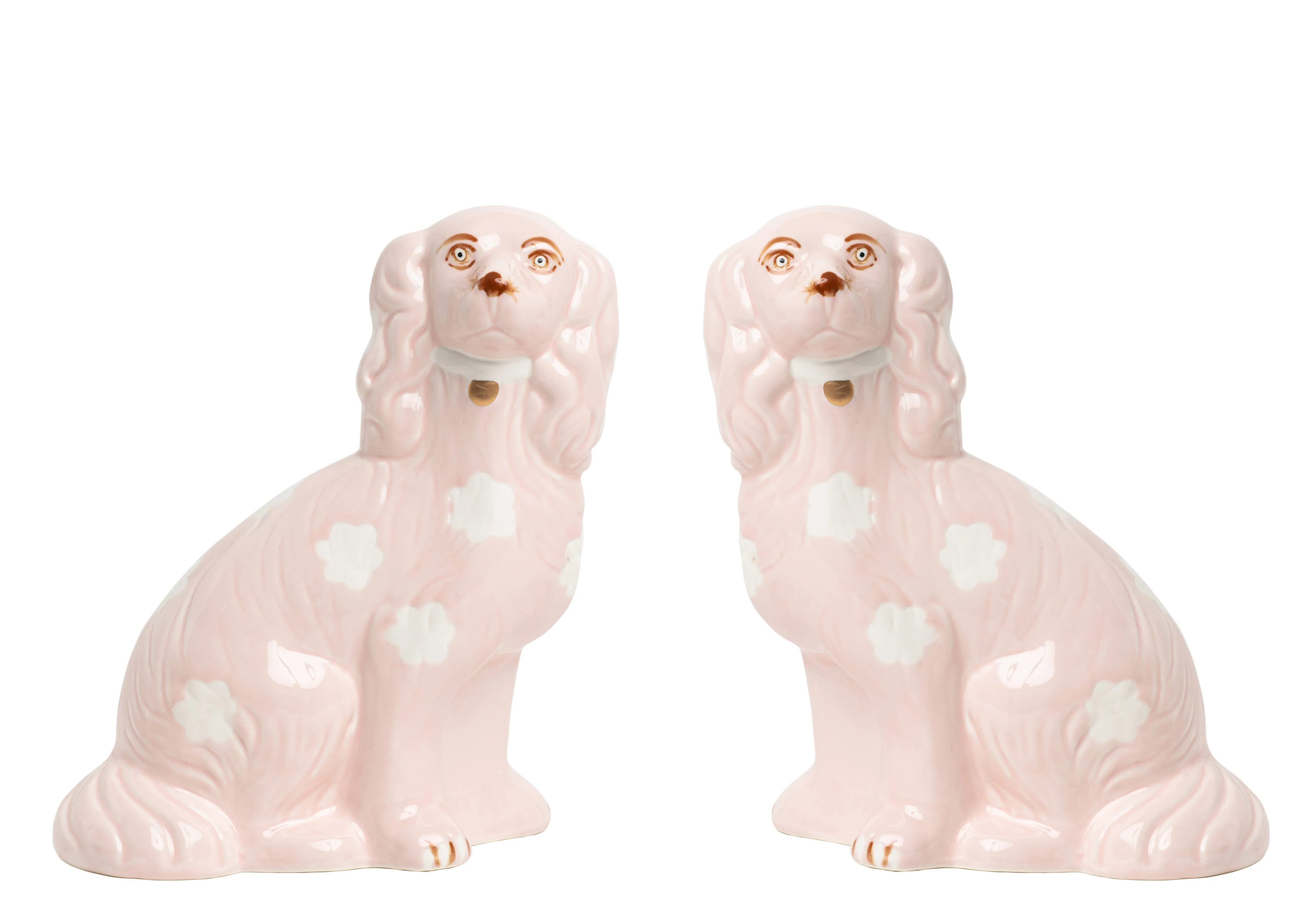 The Enchanted Home - PALE PINK STAFFORDSHIRE DOG PORCELAIN MEDIUM