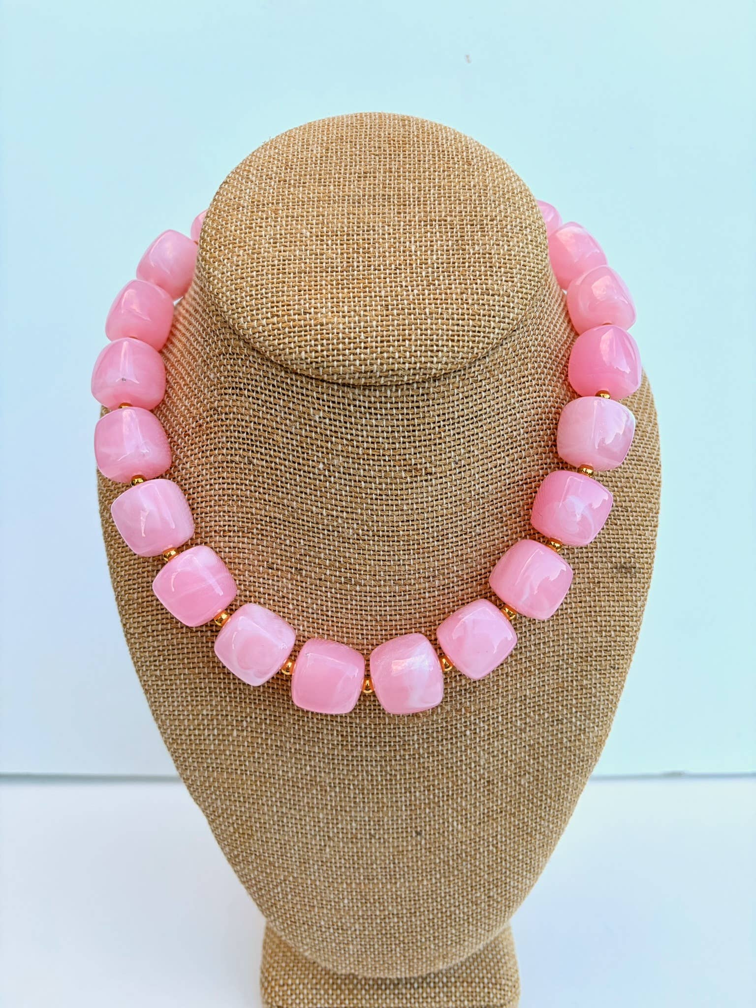 The Katie Kollective - Pink Cube Bead Necklace - Image 2