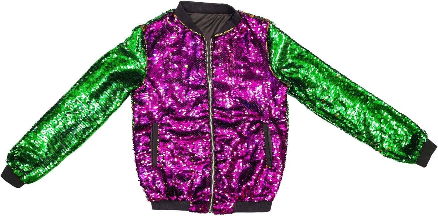 The Mardi Gras Krewe - Reversible Mardi Gras Sequin Jacket for Women & Kids, Mardi Gras Outfit: Medium - Image 10