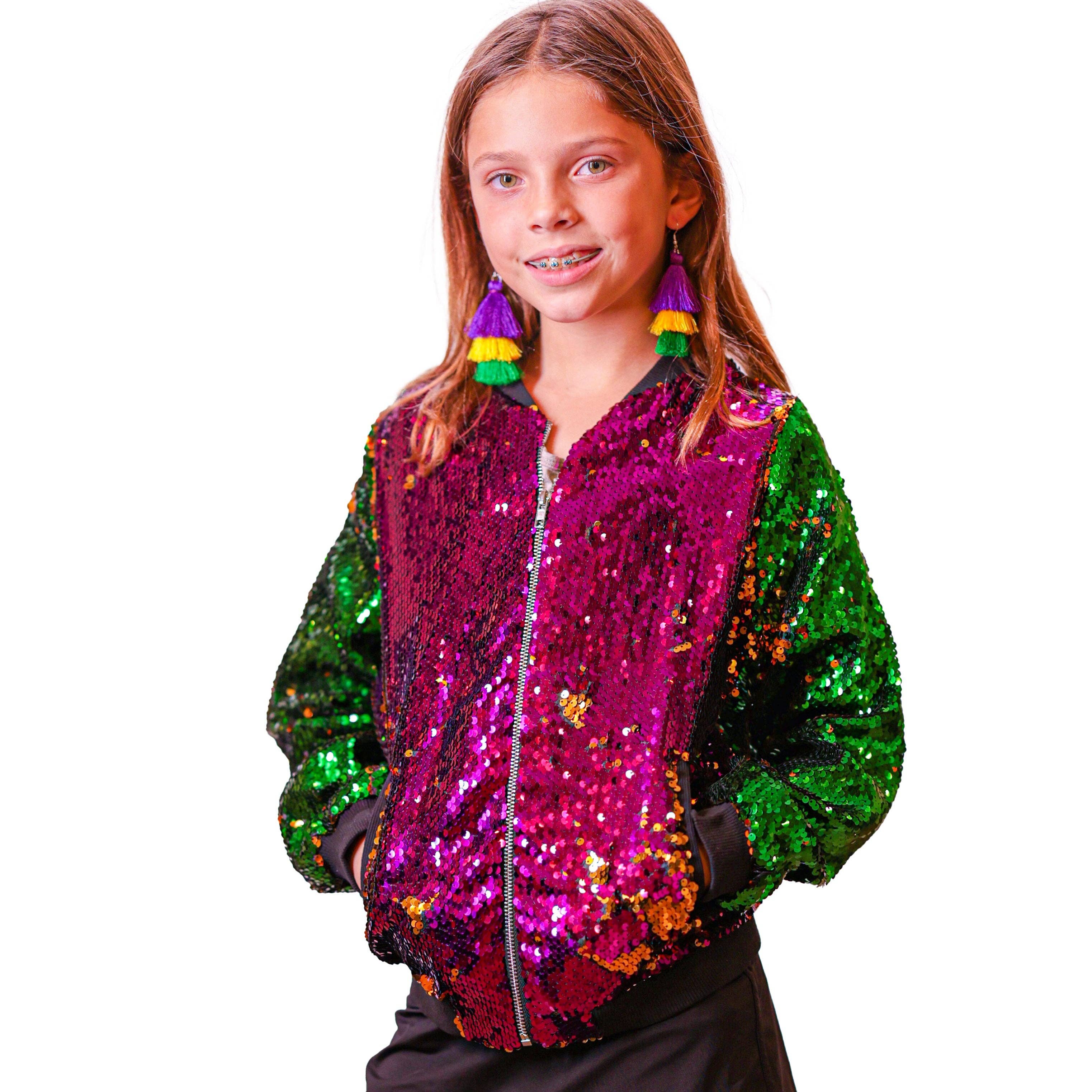 The Mardi Gras Krewe - Reversible Mardi Gras Sequin Jacket for Women & Kids, Mardi Gras Outfit: X-Small - Image 3