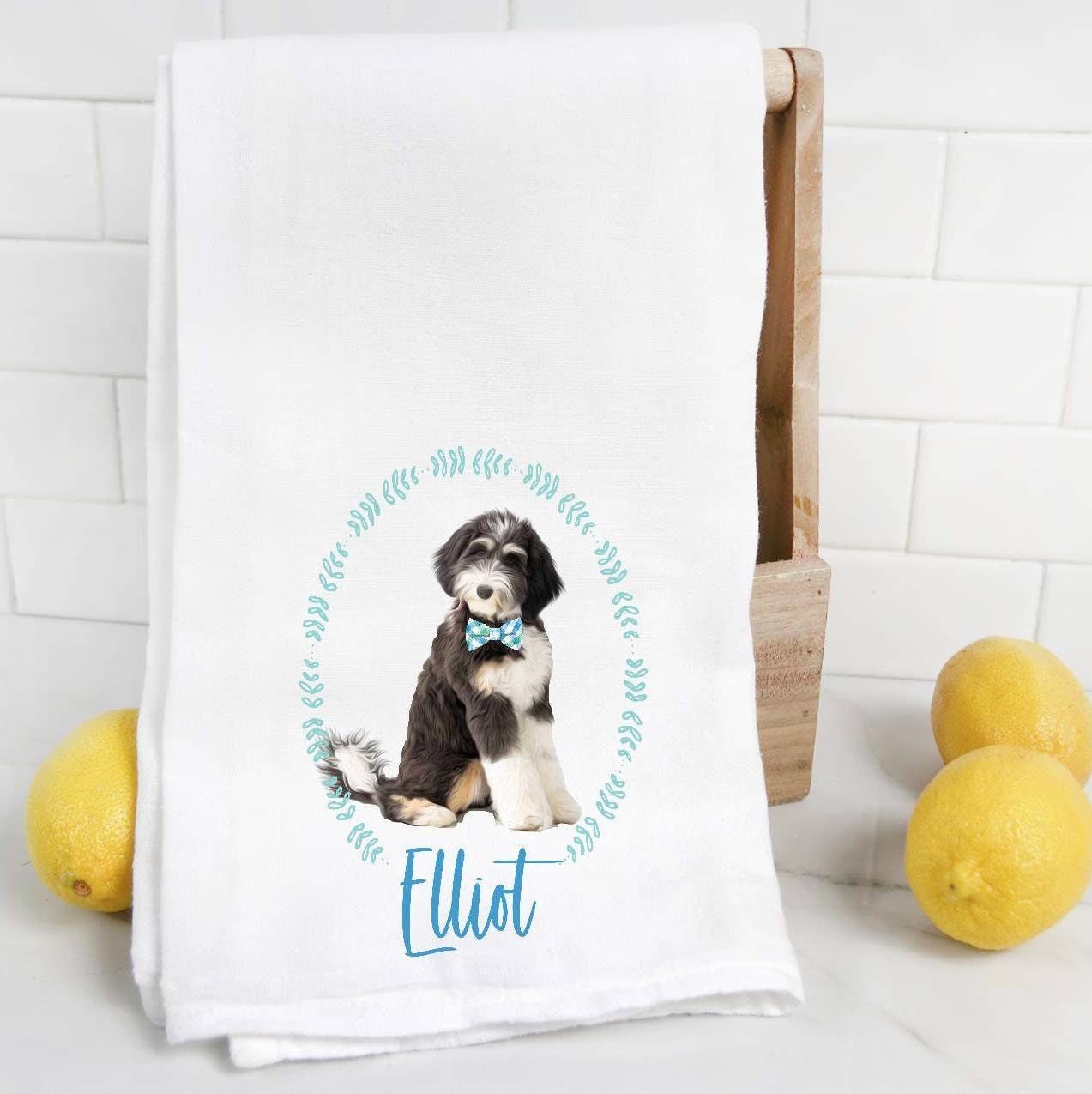 The Preppy Pineapple Home - Bernedoodle Flour Sack Tea Towel: No Accessory / Palm Chair - Image 9