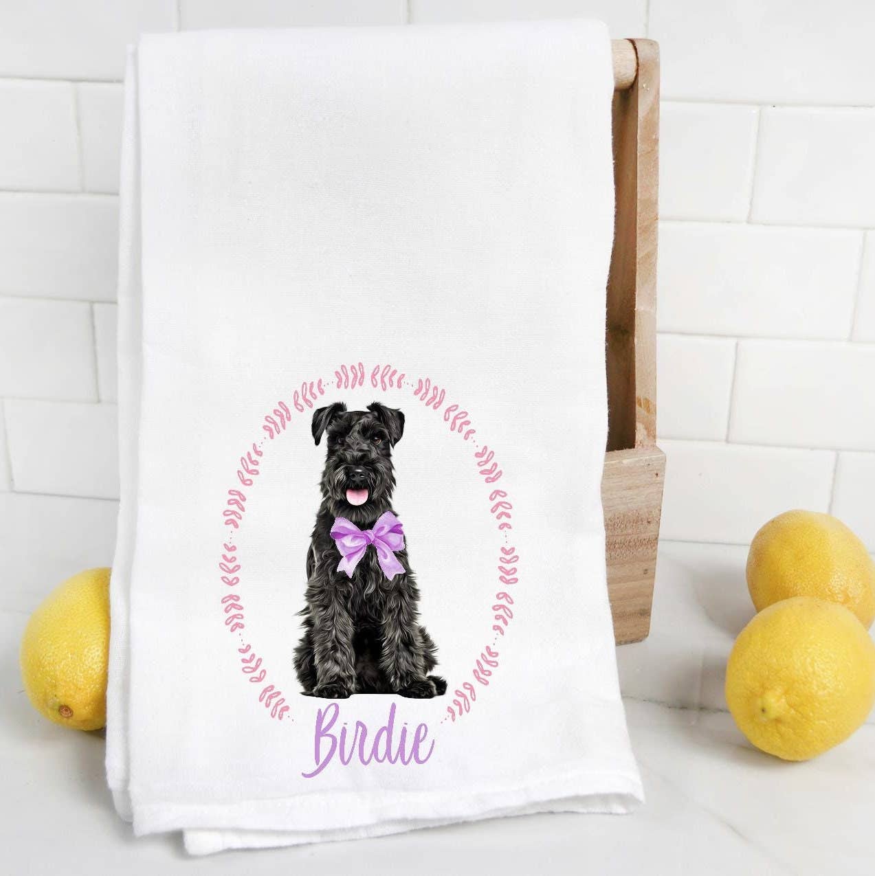 The Preppy Pineapple Home - Custom Black Schnauzer Tea Towel: No Accessory / Wingback Chair - Image 9