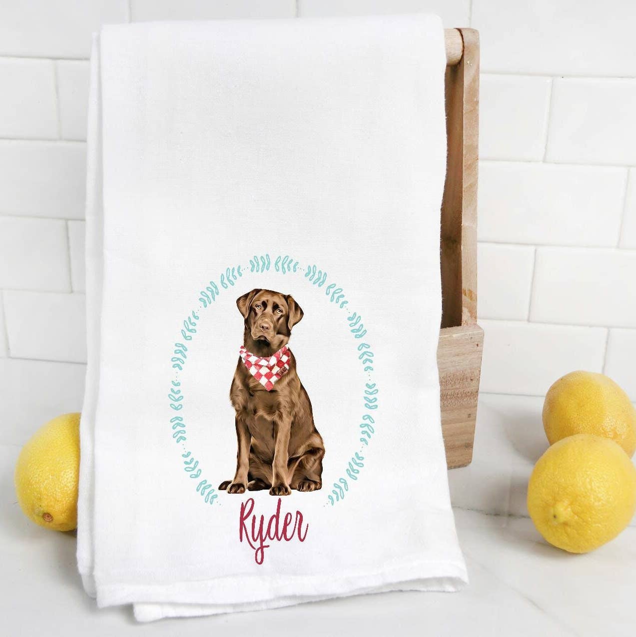 The Preppy Pineapple Home - Custom Chocolate Lab Tea Towel: No Accessory / Wingback Chair - Image 2