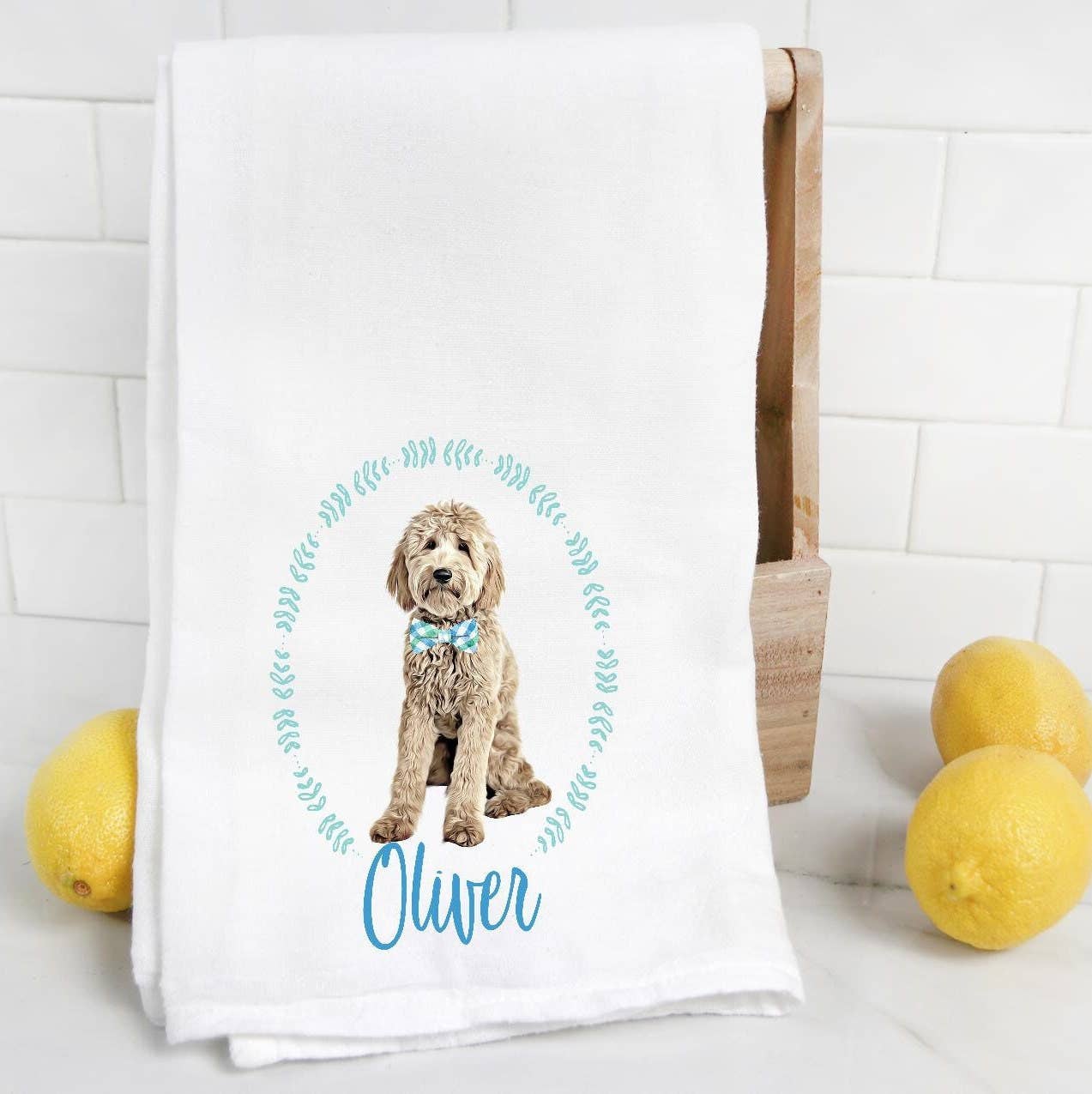 The Preppy Pineapple Home - Custom Goldendoodle Tea Towel: Wingback Chair - Image 3