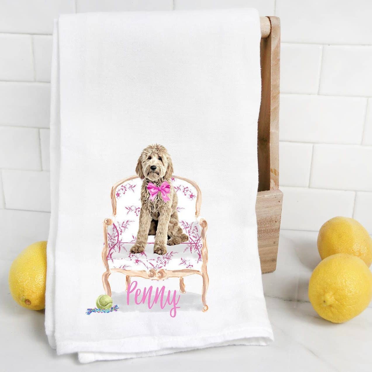 The Preppy Pineapple Home - Custom Goldendoodle Tea Towel: Wingback Chair - Image 8