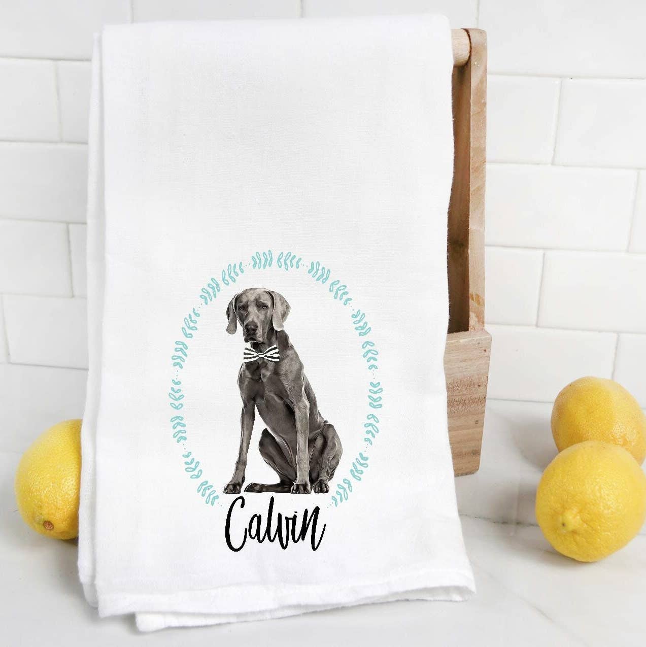 The Preppy Pineapple Home - Weimaraner Tea Towel: No Accessory / Palm Chair - Image 2