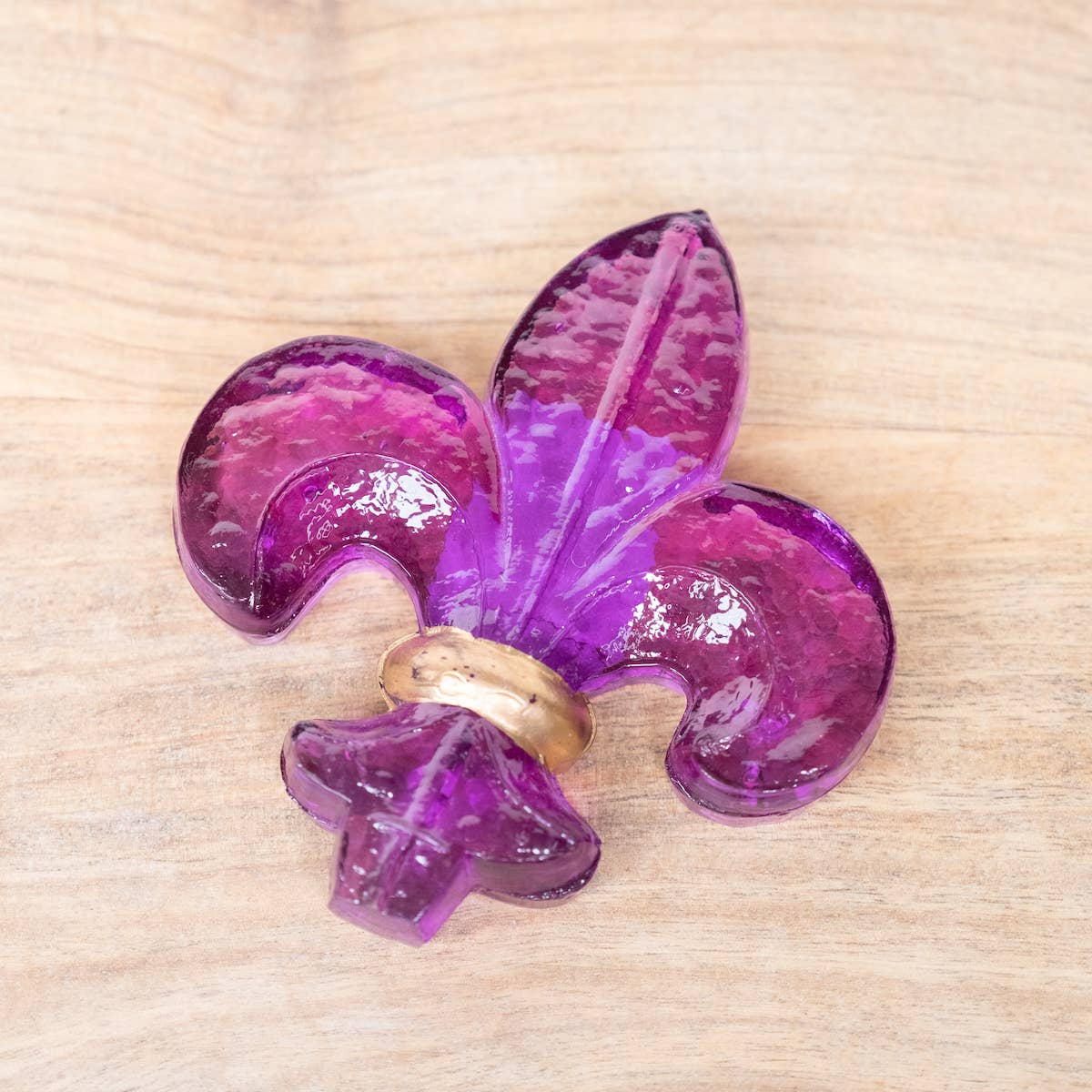 The Royal Standard - Fleur de Lis Glass Decor Purple 4.75"