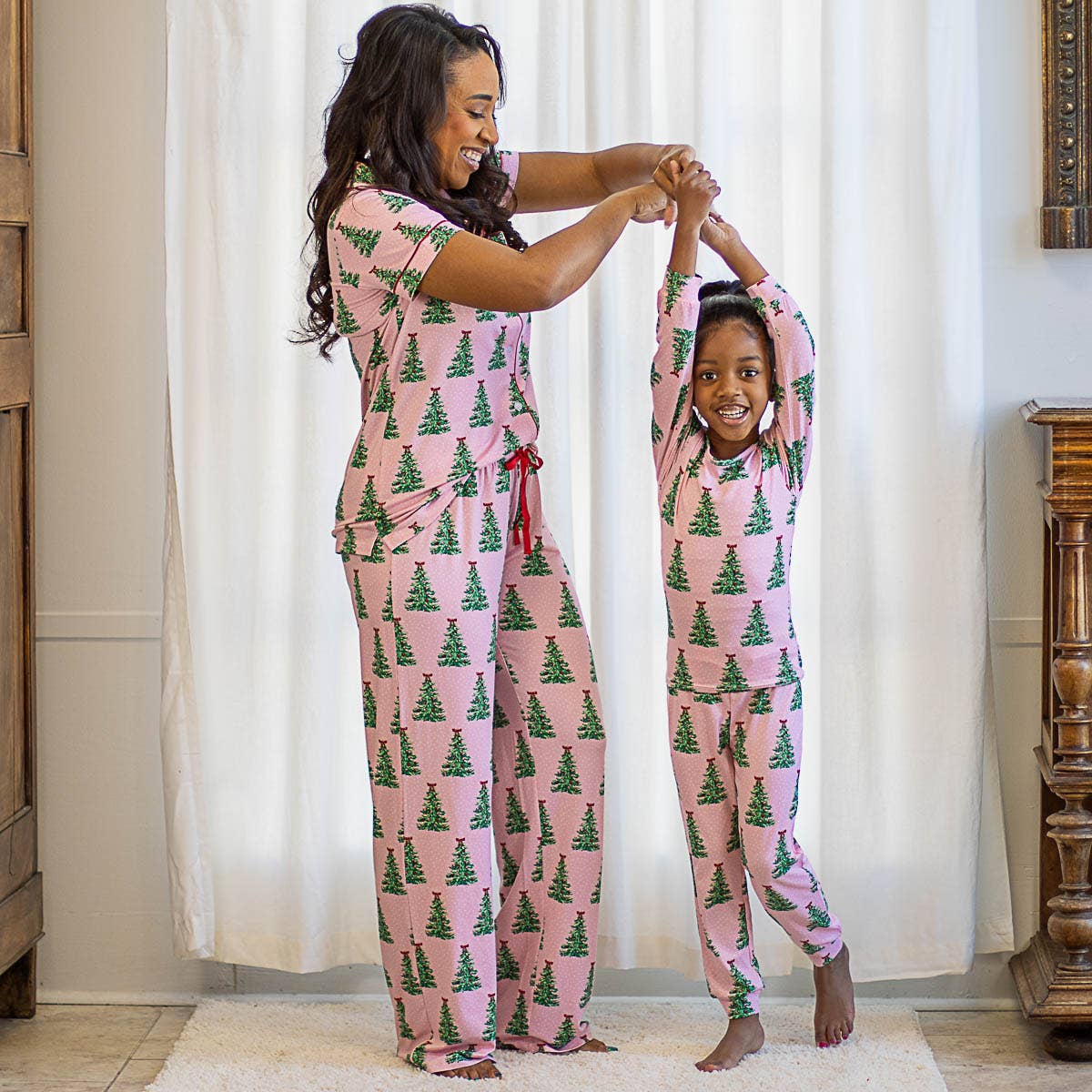 The Royal Standard - Kid's Noelle Tree Long Sleeve Pajamas Light Pink/Multi -Asst.: 5T - Image 2