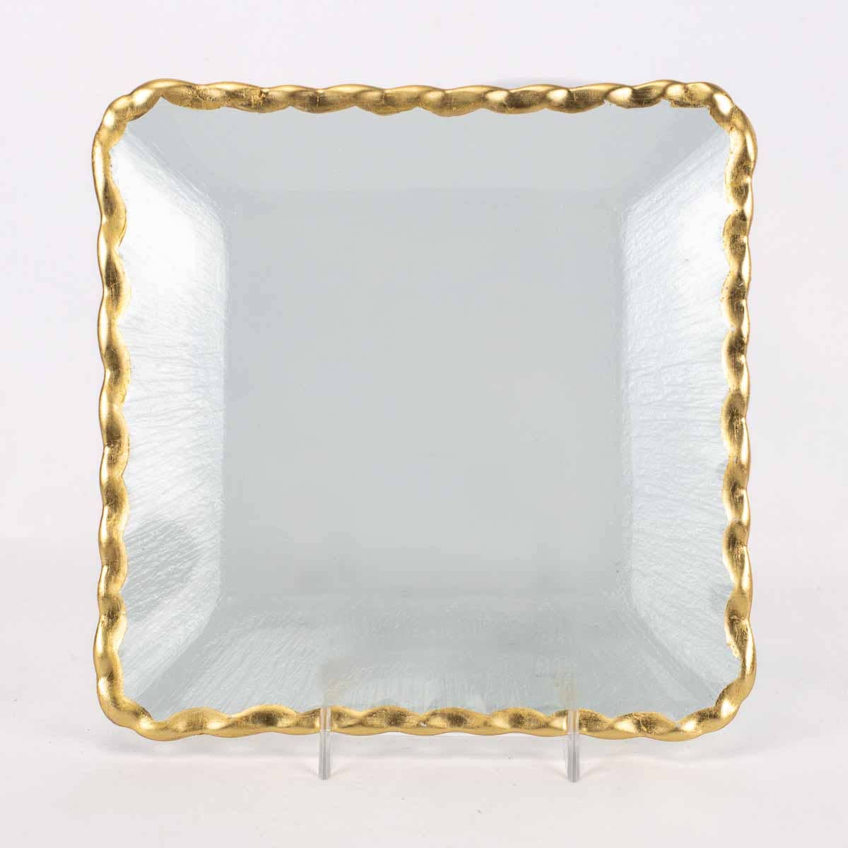 The Royal Standard - Latouche Square Serving Tray   Clear/Gold   8x8