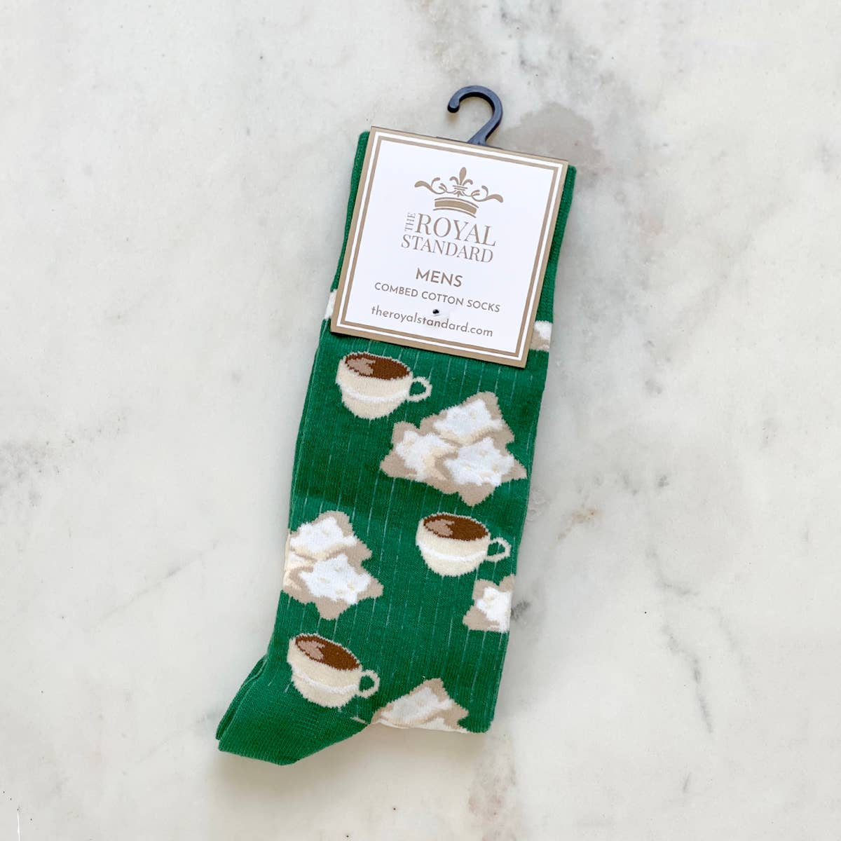 The Royal Standard - Men's Beignet Socks   Green/Tan/White   One Size - Image 2