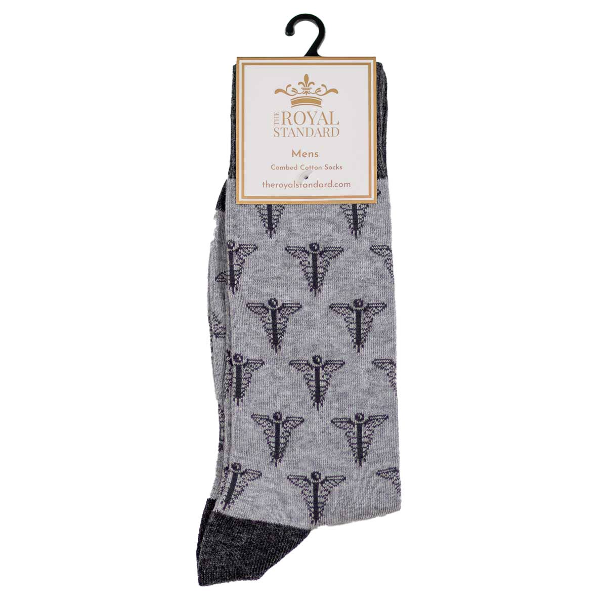 The Royal Standard - Men's Caduceus Socks Gray/Charcoal   One Size