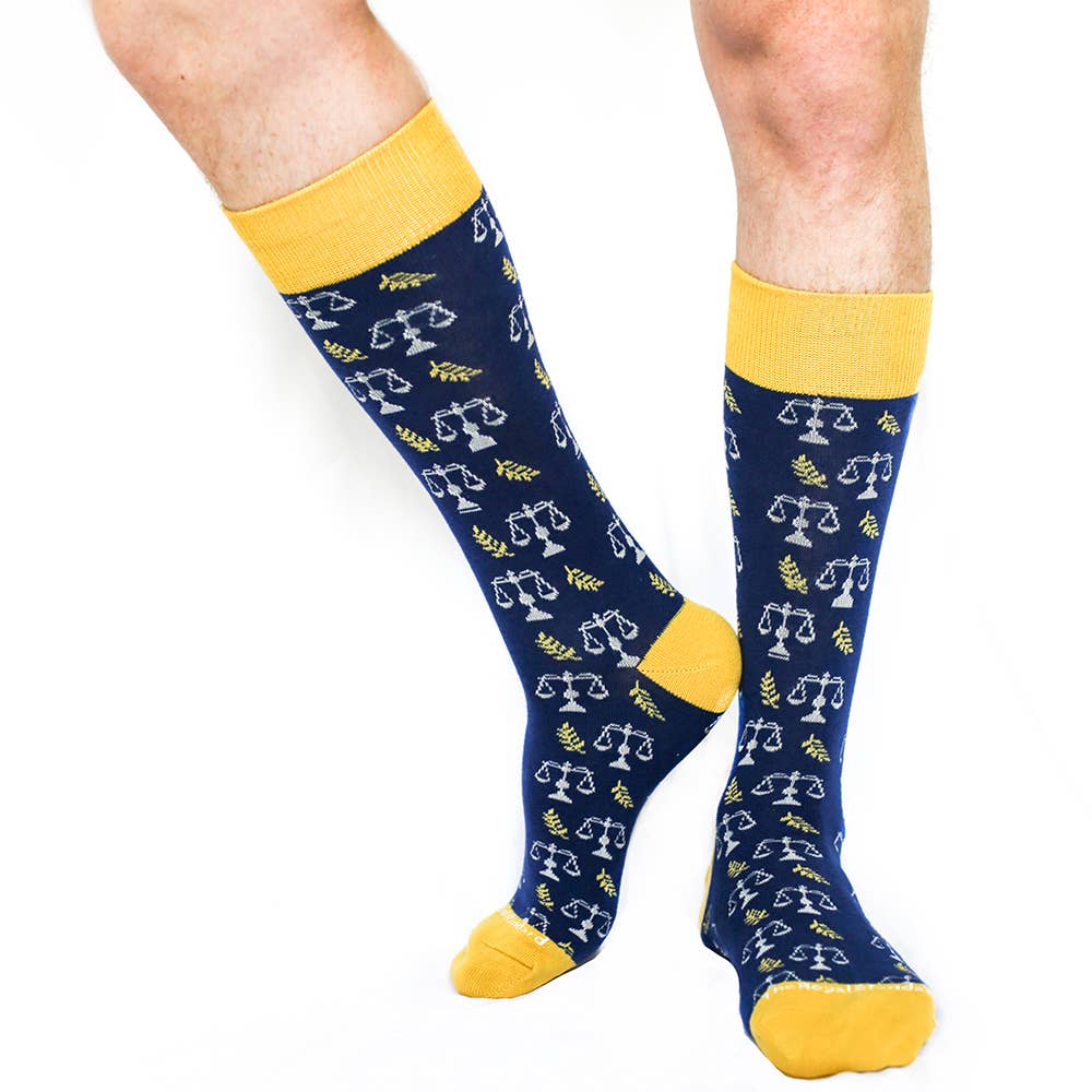 The Royal Standard - Men's Law and Order Socks Navy/Gold/Silver One Size