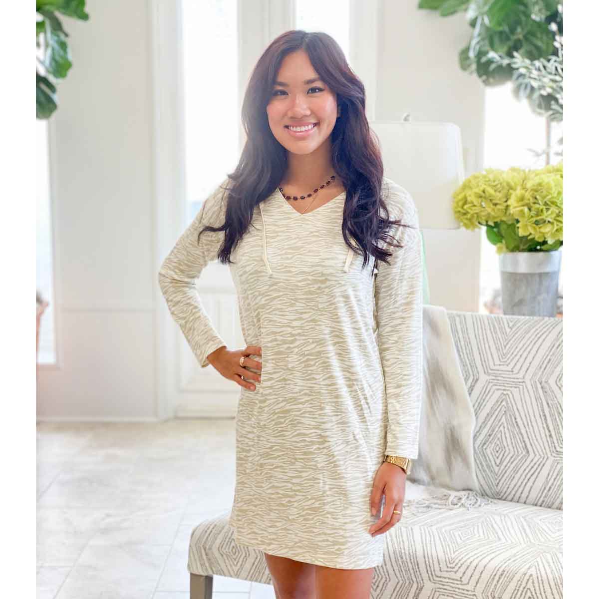 The Royal Standard - Tiger Stripe Effortless Lounge Dress Off White/Shell -Asst.
