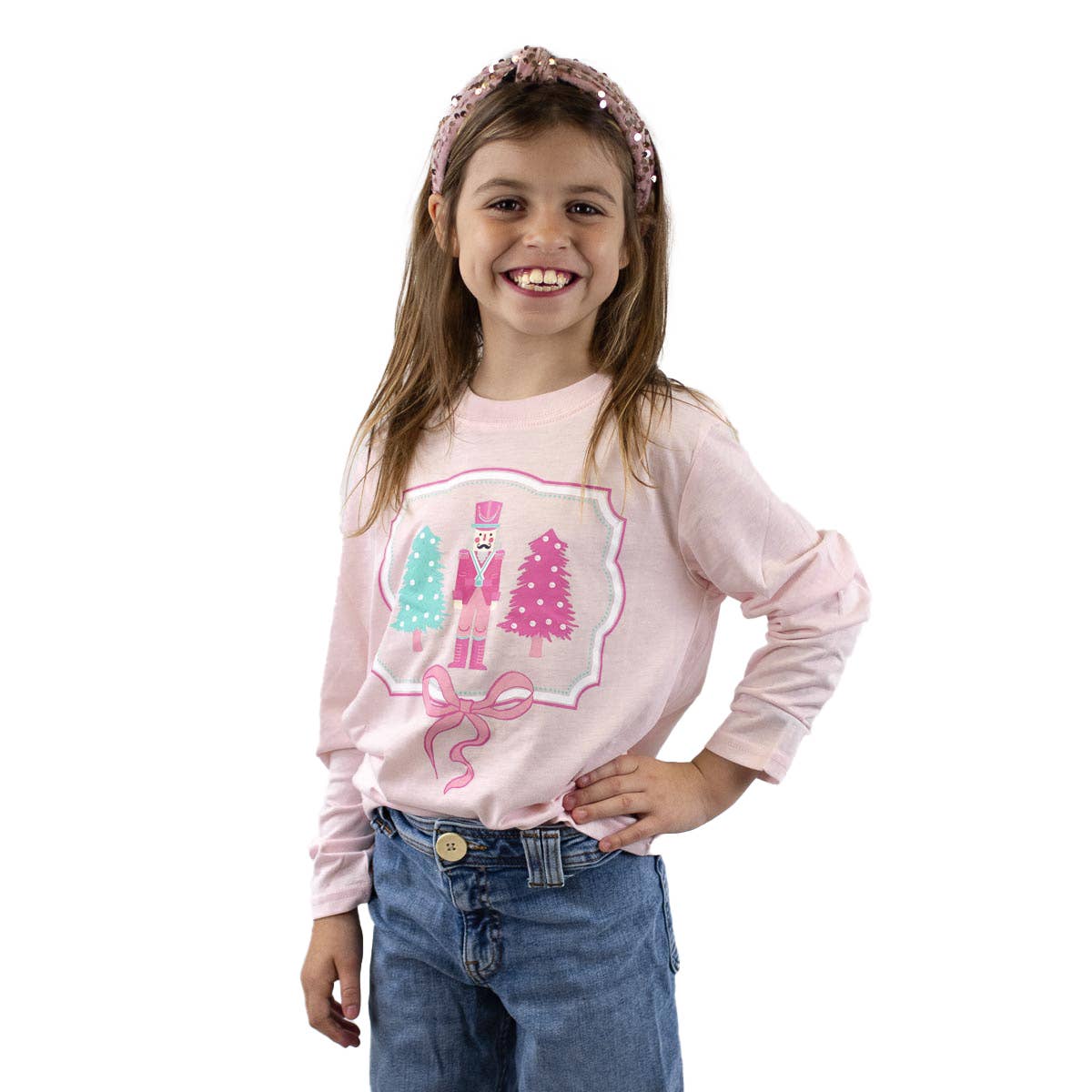 The Royal Standard - Youth Nutcracker Dreams Long Sleeve Crew Neck T-Shirt Light Pink/Multi -Asst.: Large (10-12)
