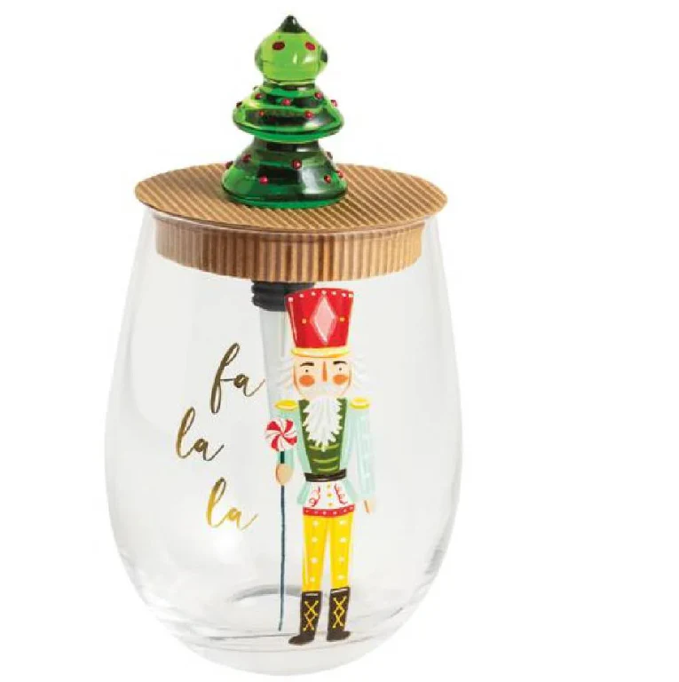 Tree Nutcracker Wine Glass & Stopper Set (sold separately )