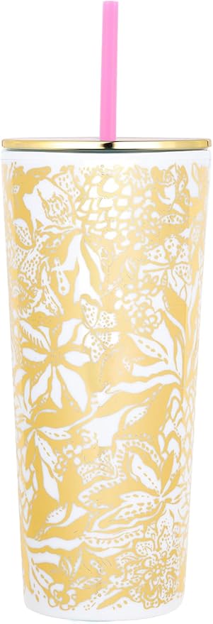 Tumbler with Straw, Safari  Sangria Gold
