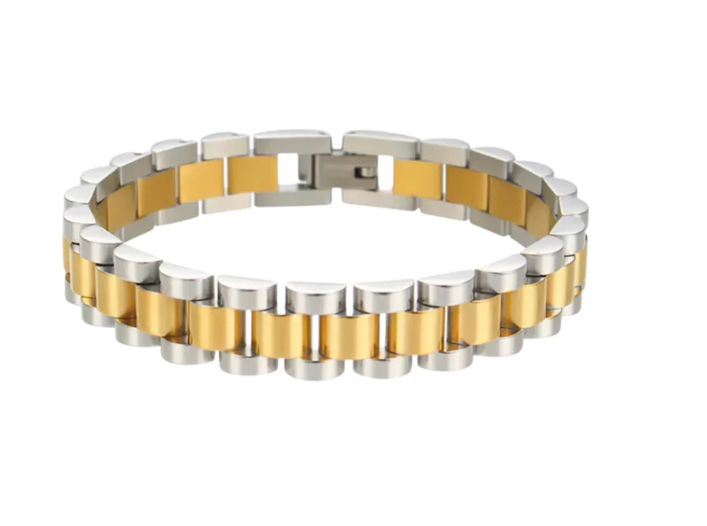 Two Toned Wristwatch Chain Bracelet