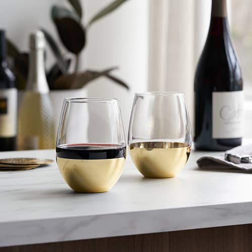 Viski - Gold Dipped Wine Tumbler Set of 2 - Image 2