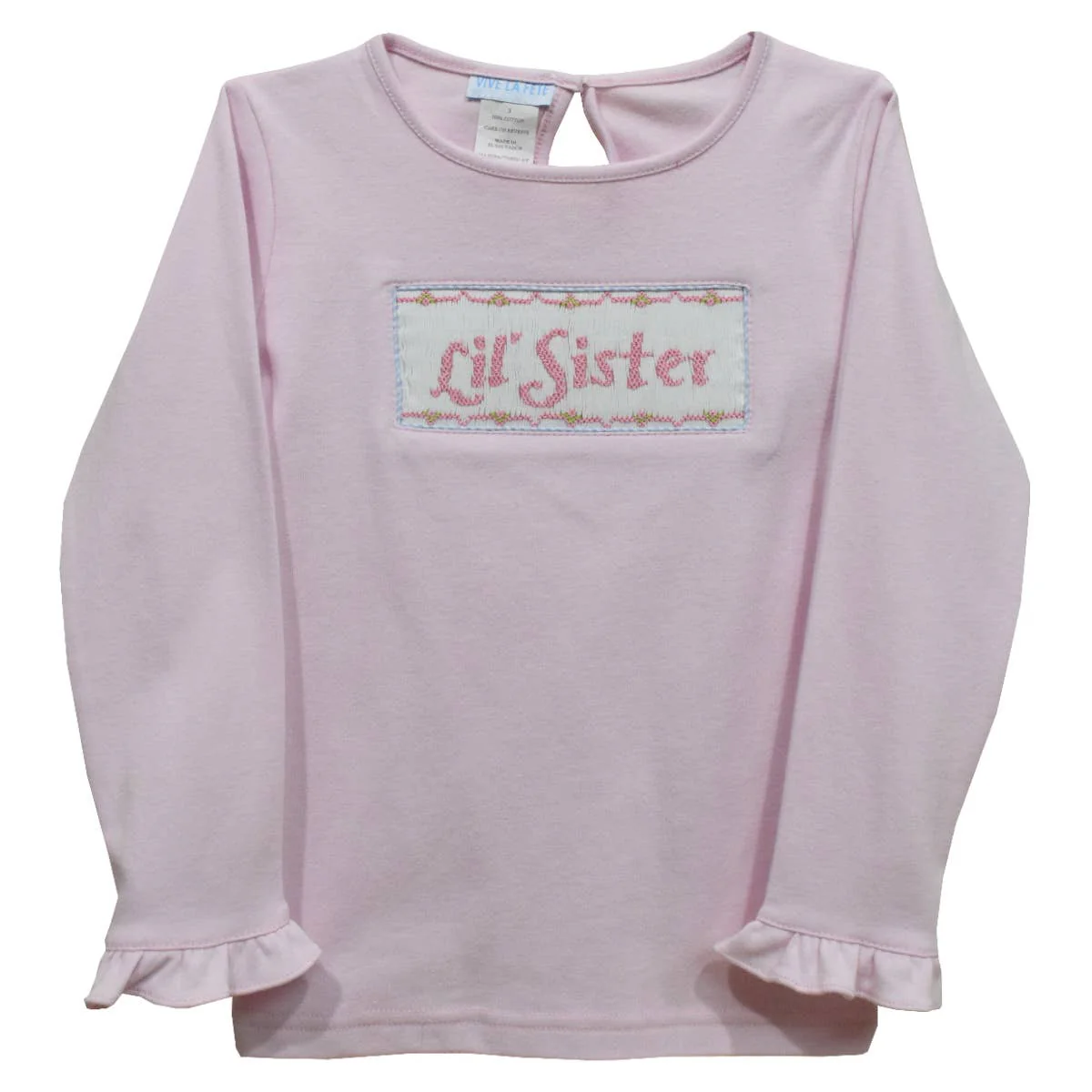 Vive La Fete - Lil Sister Smocked Light Pink  Ruffle Long Sleeve T-Shirt: 24M
