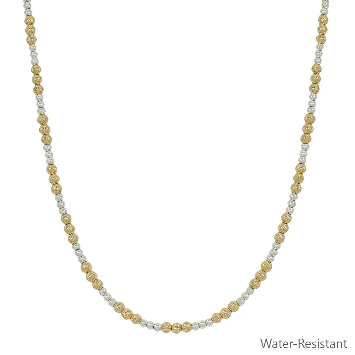 Water Resistant Gold and Silver 3mm and 4mm Beaded 16"-18" Necklace