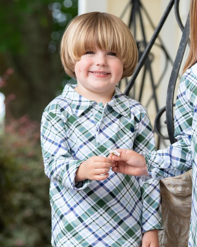 Watson Ivy League Plaid Long Sleeve Polo - Image 2