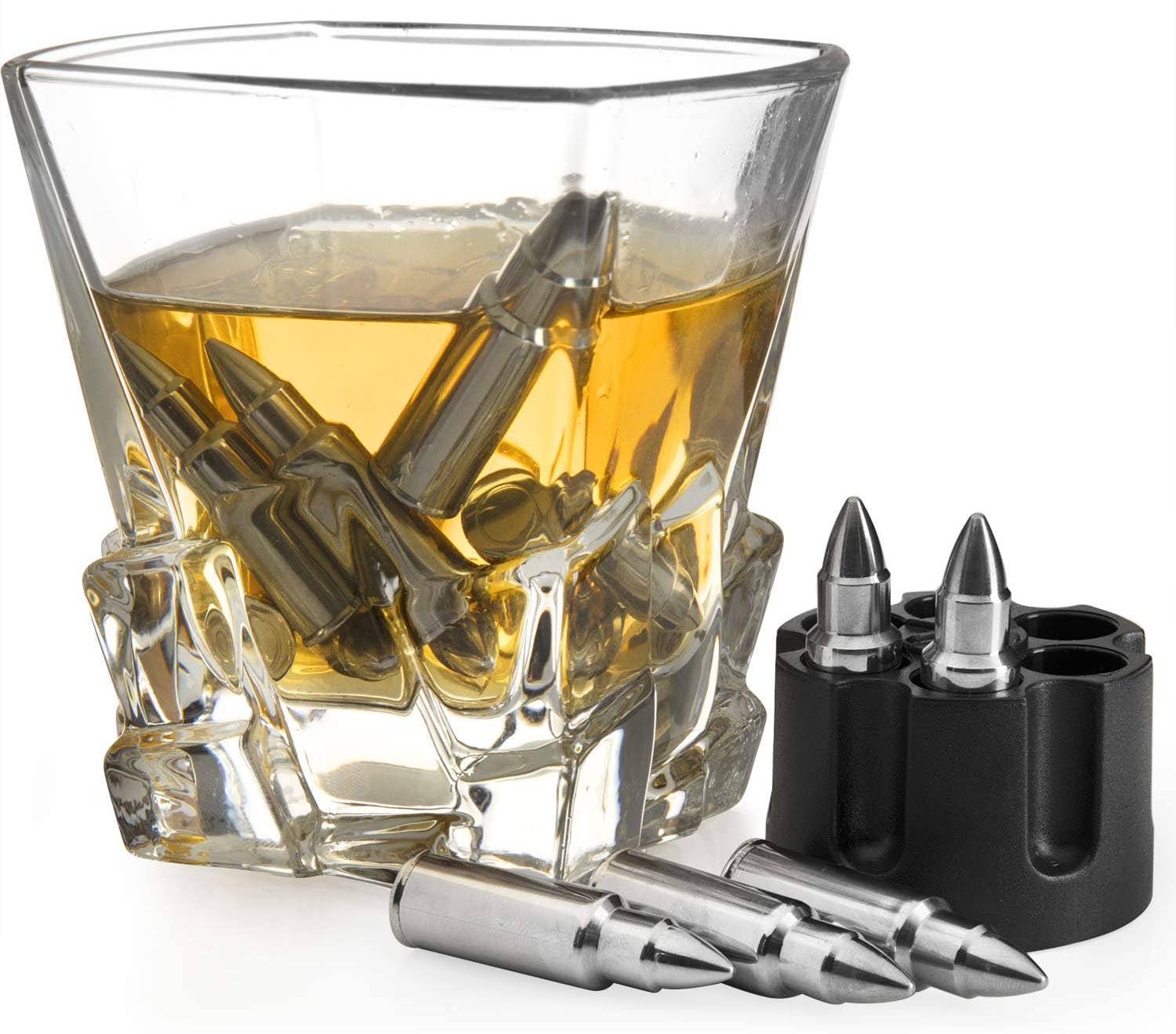 Whiskey Stones Bullets Set 6 Bullets Inside Revolver - Image 2
