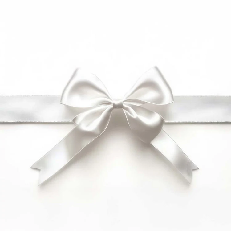 White satin napkin tray ribbon bow large