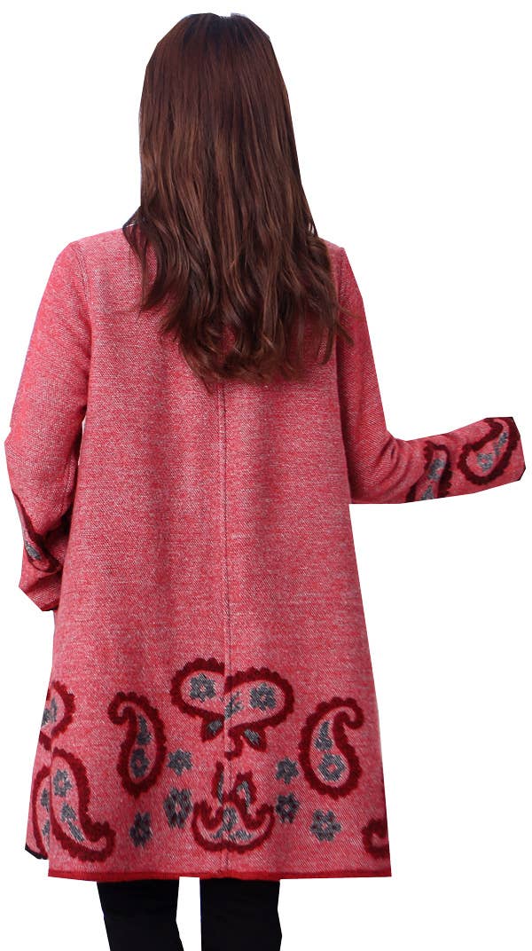 Winding River - Large Black / Red Paisley Reversible Coat - Image 2
