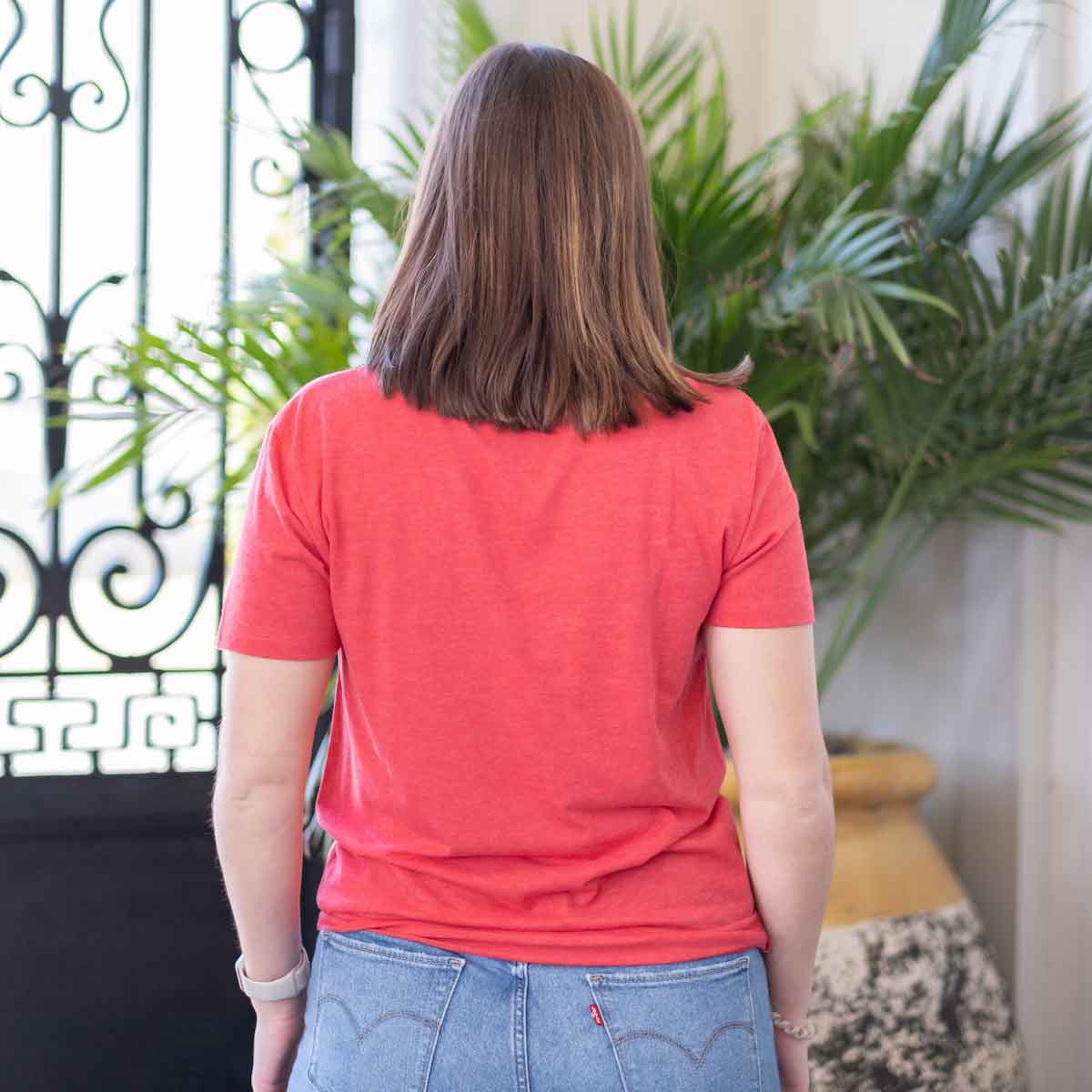 Women's Joyful V-Neck T-Shirt   Red/White XSmall - Image 2