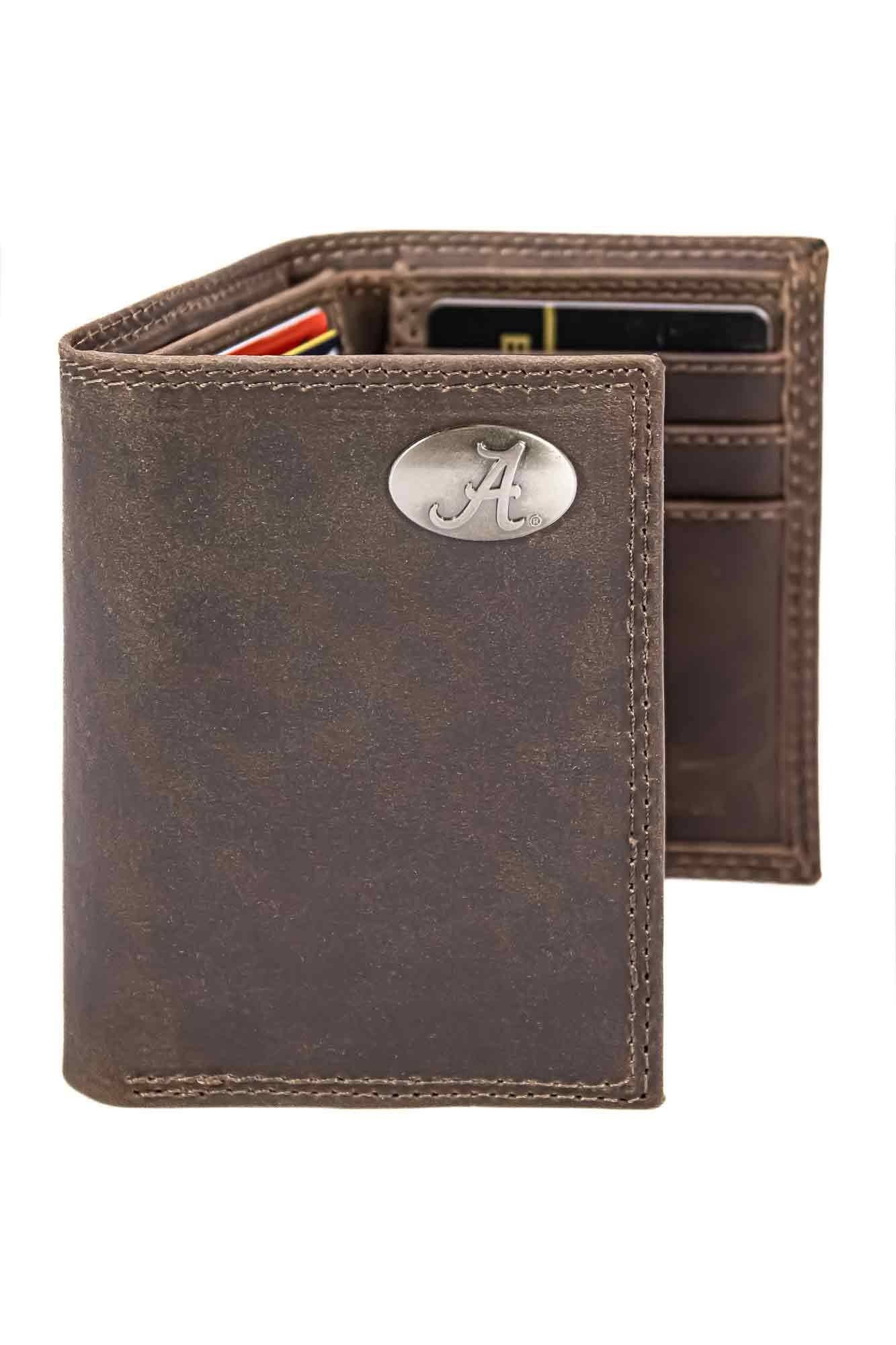 Zep-Pro - Alabama Crimson Tide Men's Collegiate Trifold Leather Wallet: ELEP Crazyhorse - Image 2