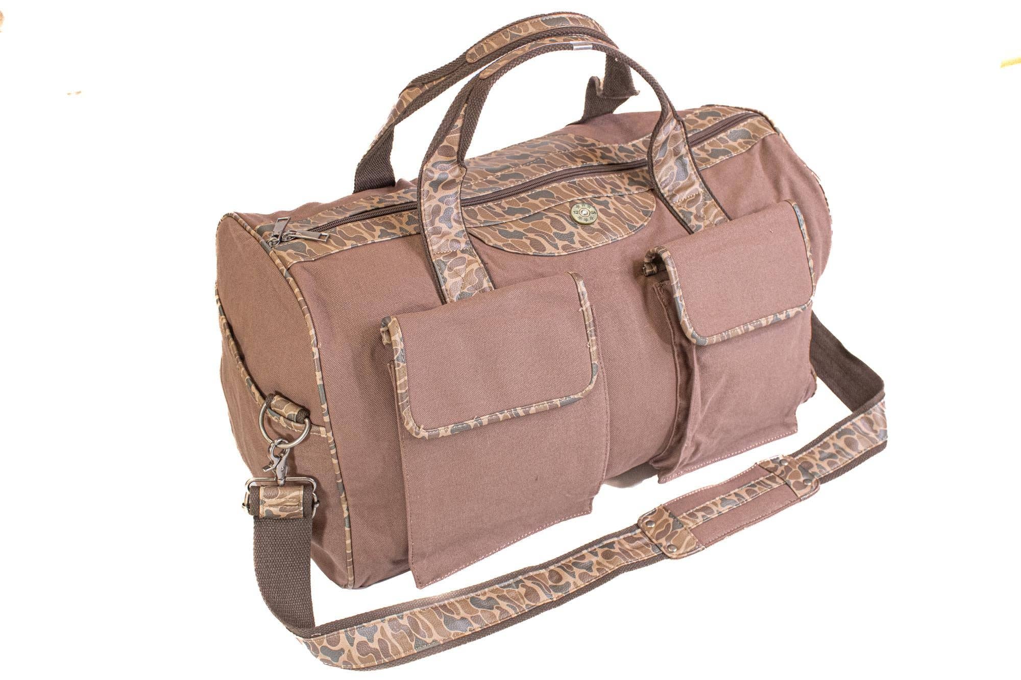 Zep-Pro - Shot Shell Brown Waxed Canvas Old School Camo Weekender Bag.: Brown/Tan